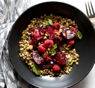 Beet-Raspberry Lentil Bowl