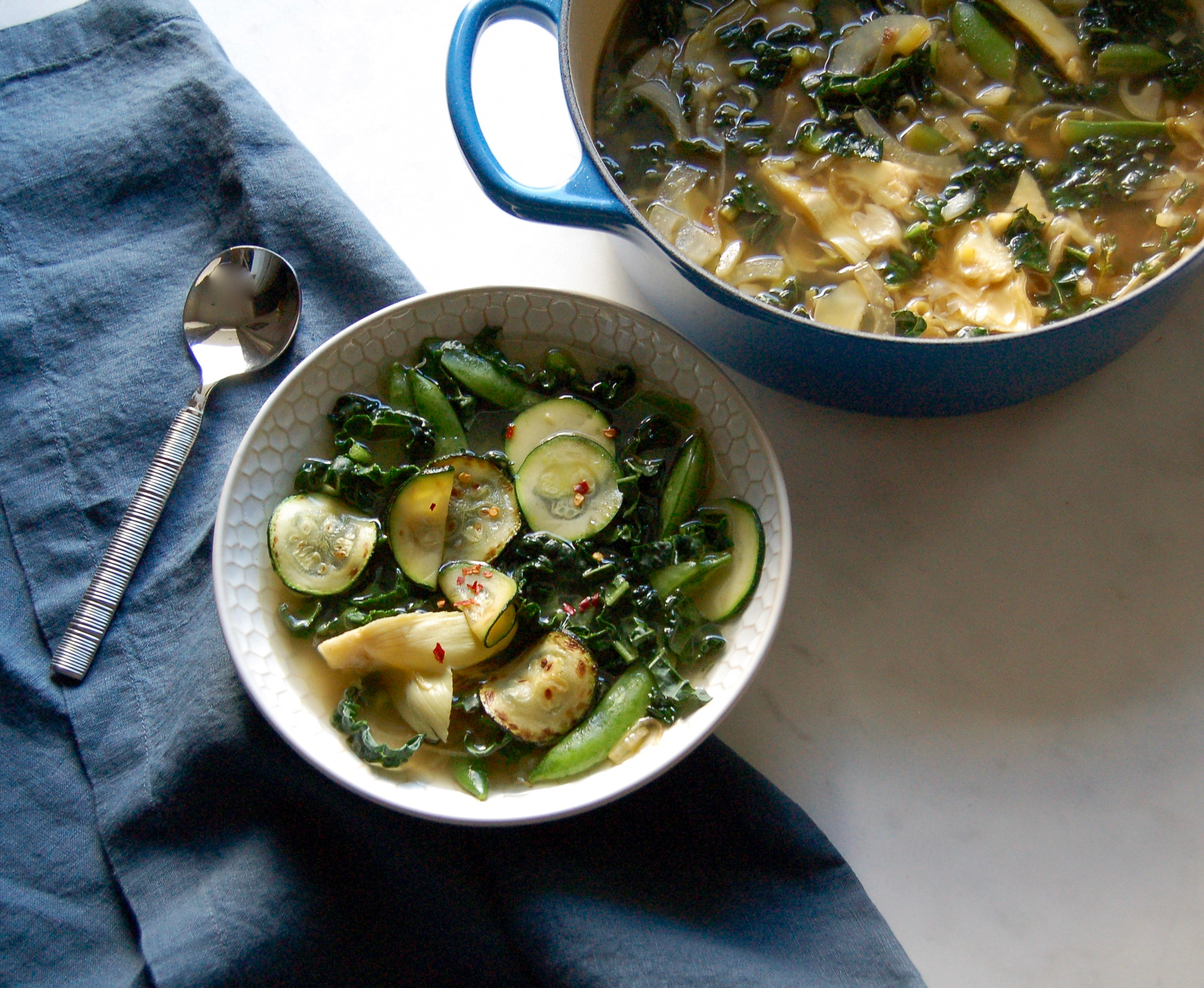 Leek Mushroom and Zucchini Noodle Soup