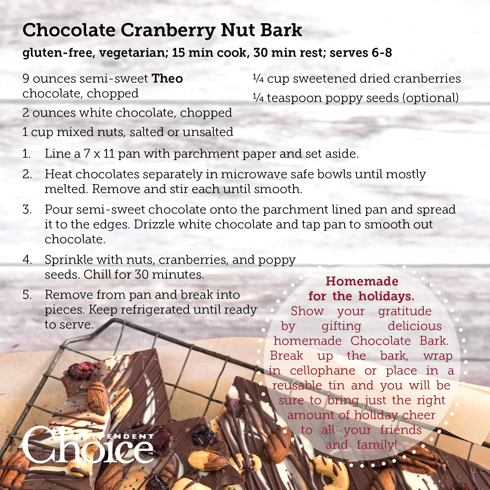 Chocolate Cranberry Nut Bark