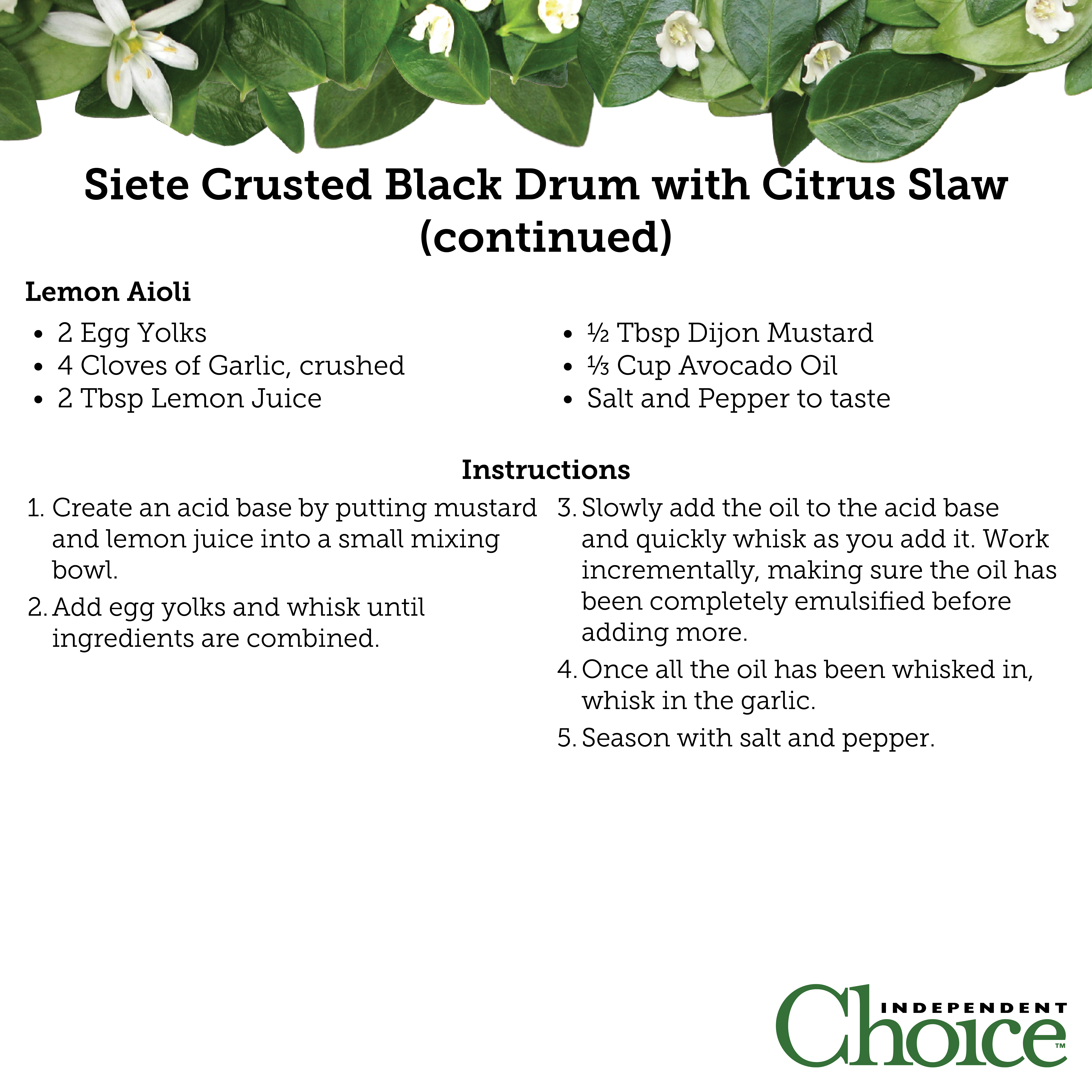 Siete Crusted Black Drum with Citrus Slaw