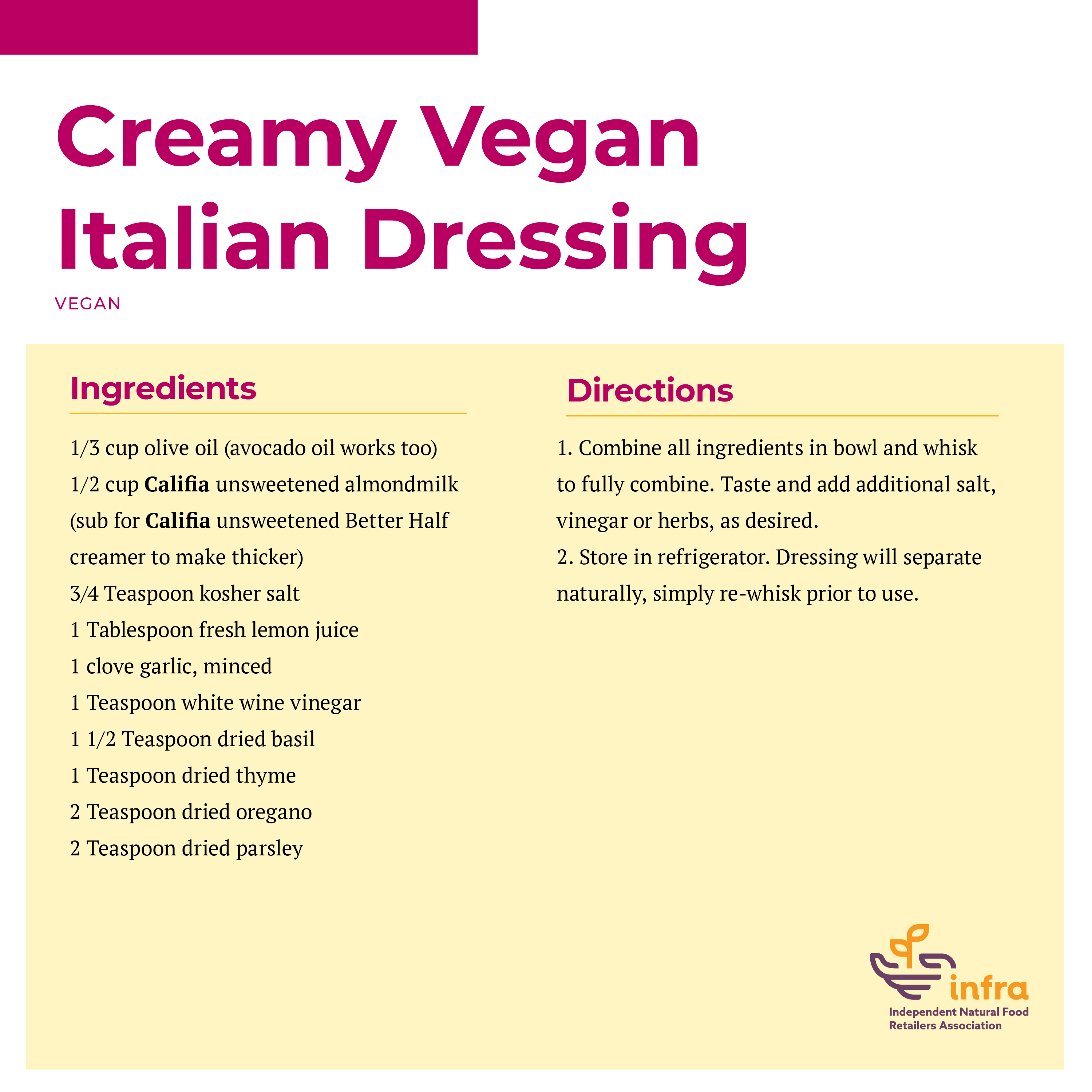 Creamy Vegan Italian Dressing