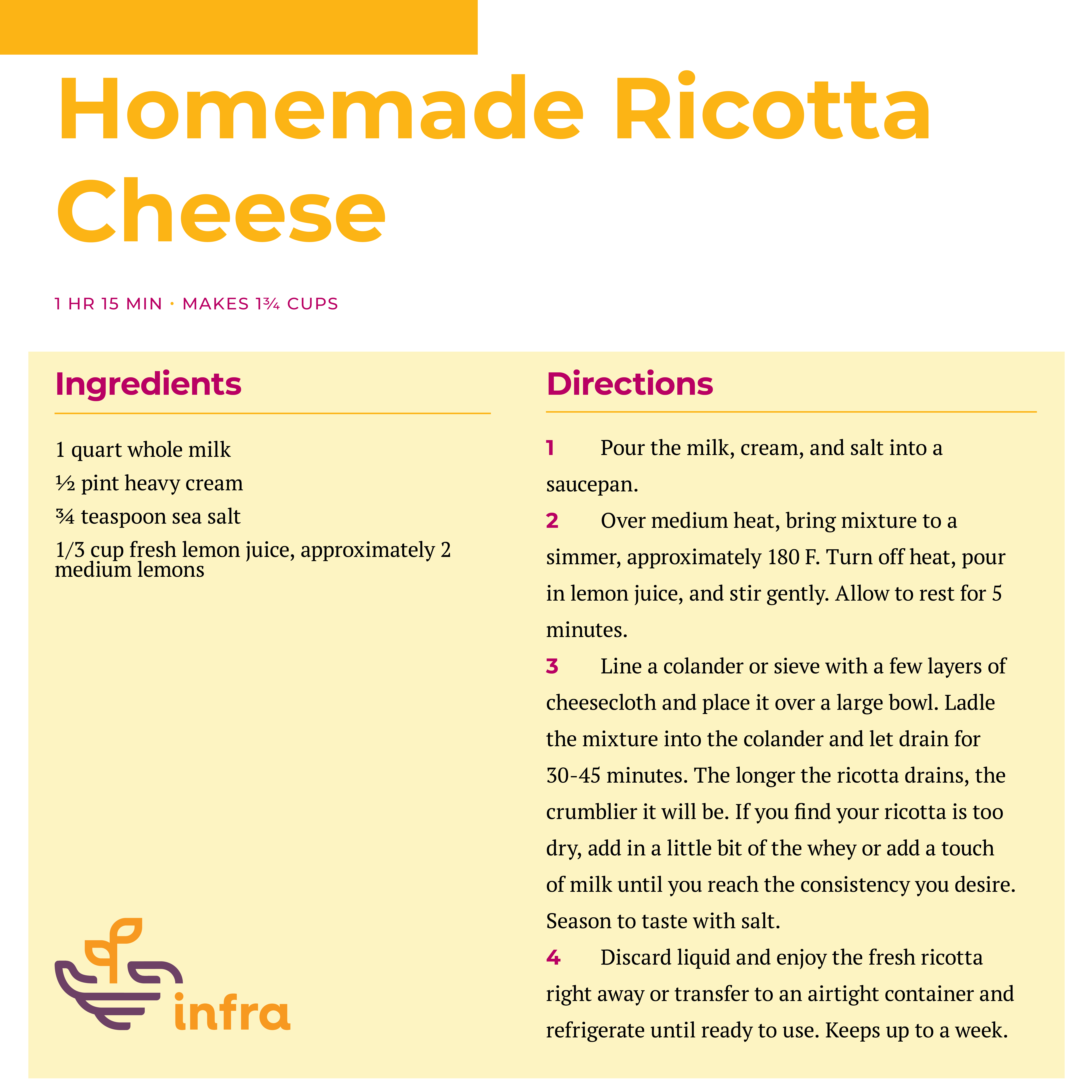 Homemade Ricotta Cheese Recipe