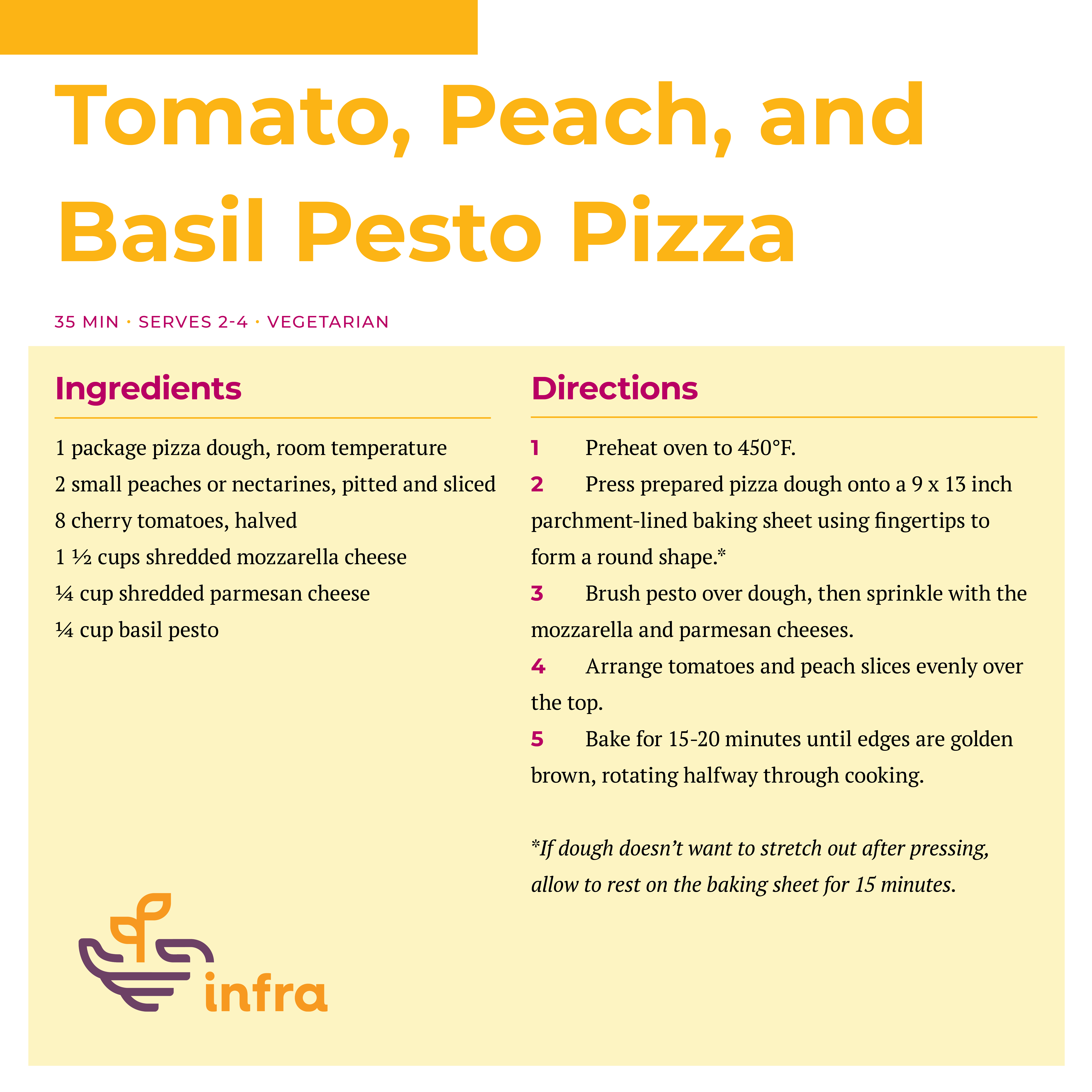 Tomato, Peach and Basil Pesto Pizza