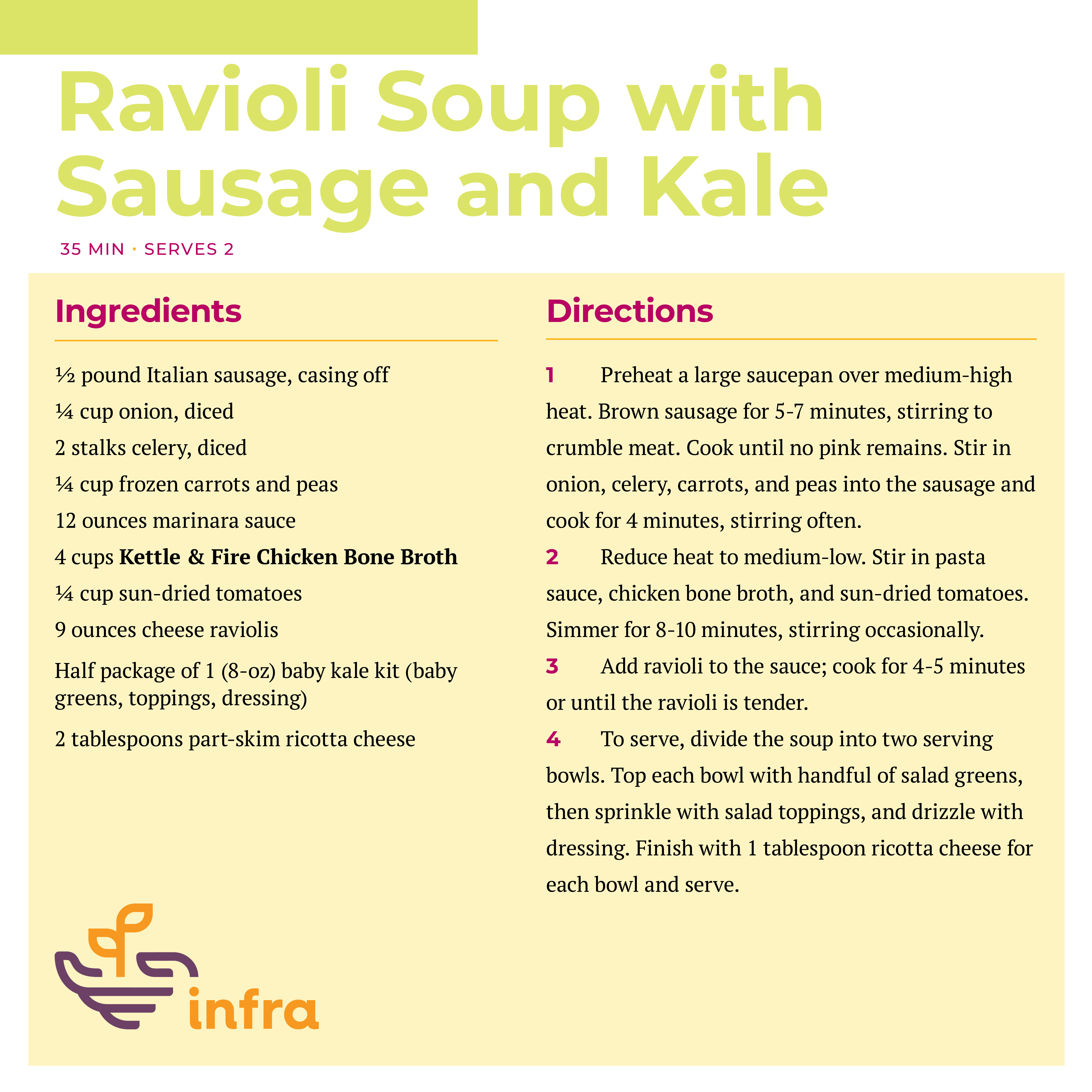 Ravioli Soup with Sausage and Kale
