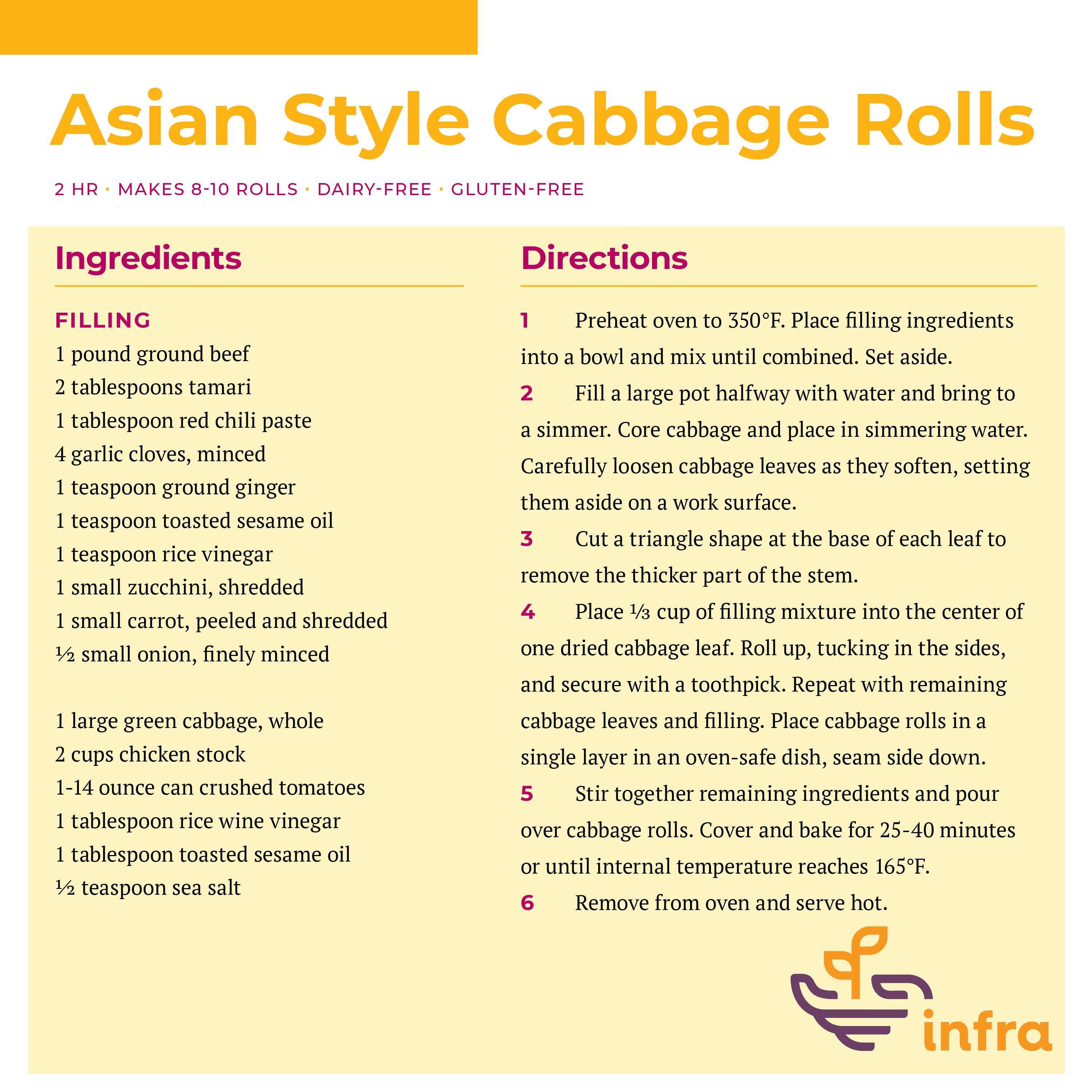 Asian Style Cabbage Rolls