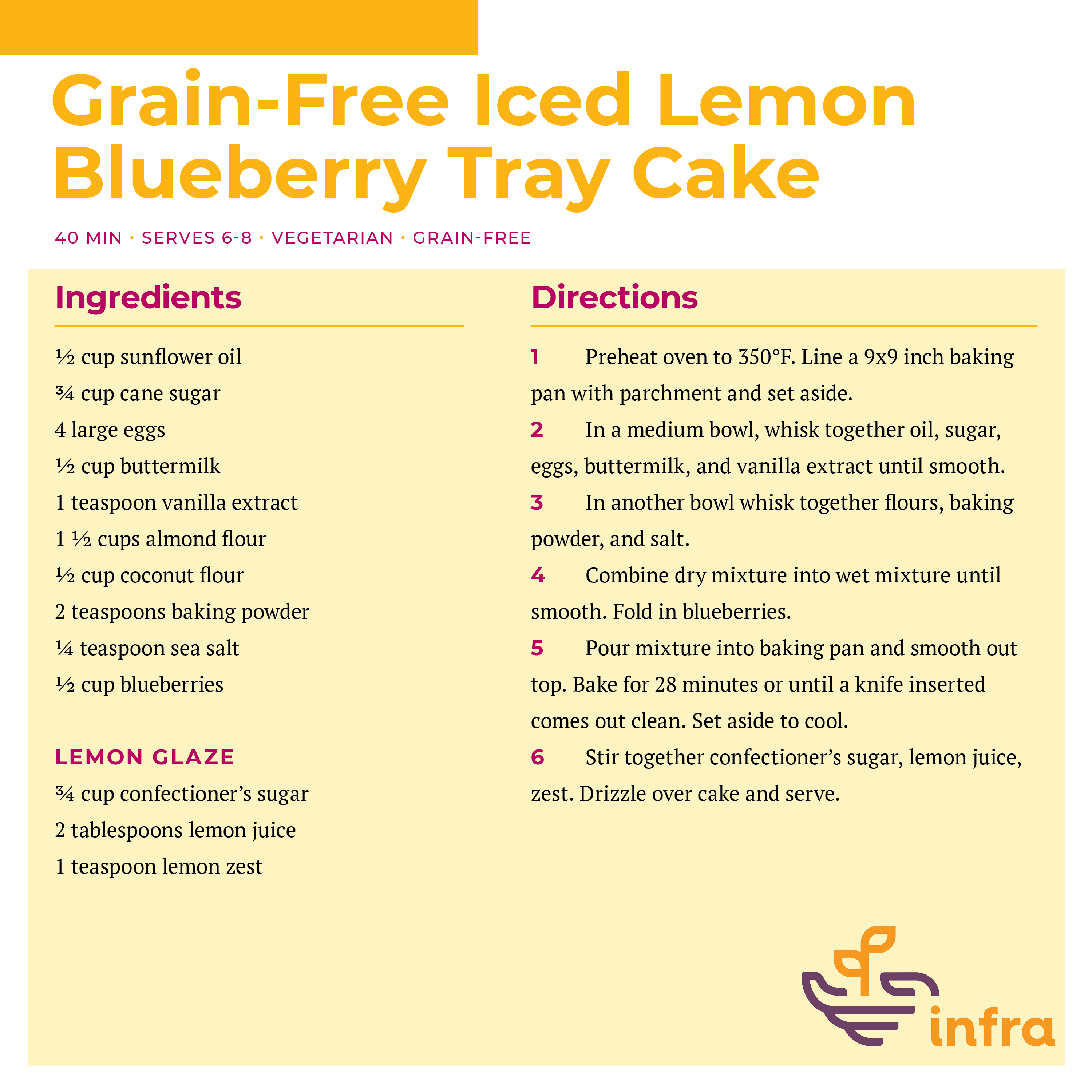 Grain-Free Iced Lemon Blueberry Tray Cake