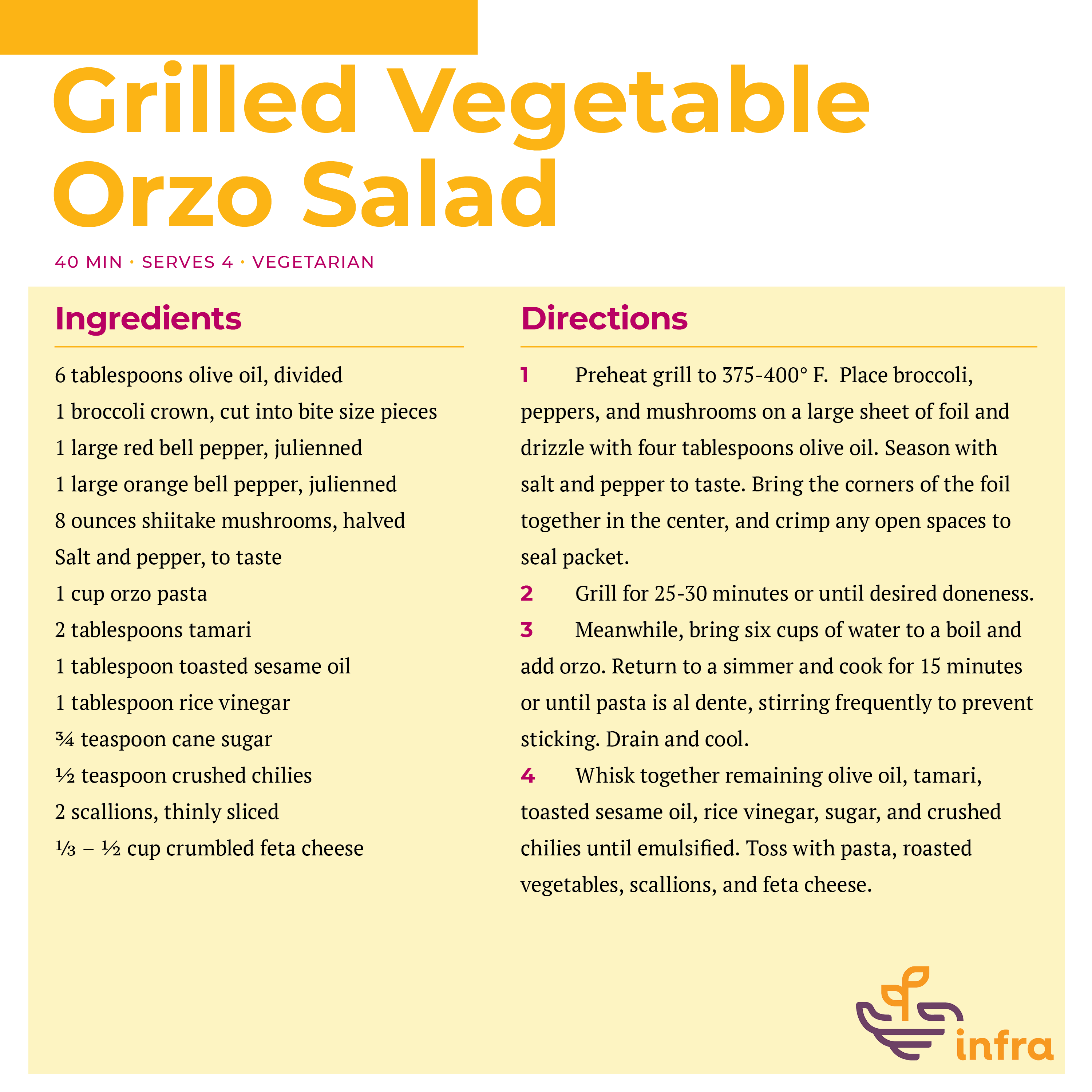 Grilled Vegetable Orzo Salad 