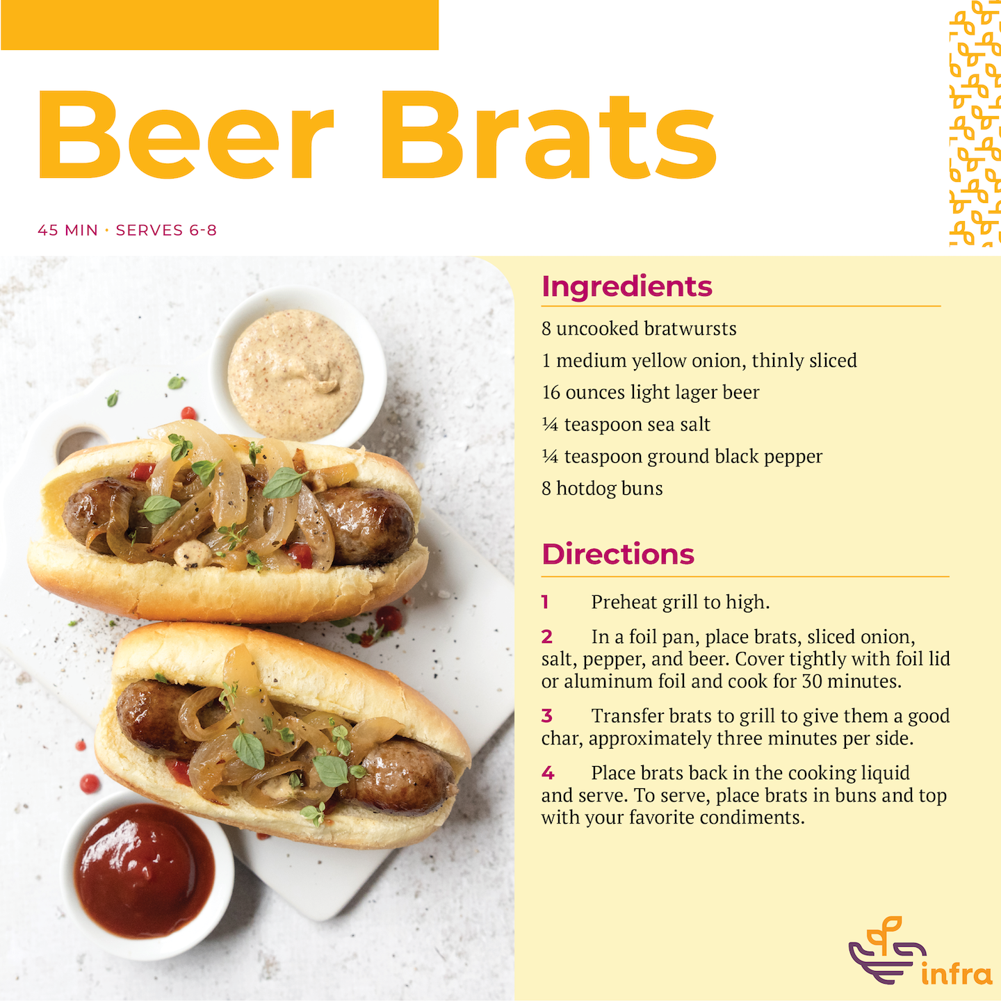 Beer Brats Recipe and Image